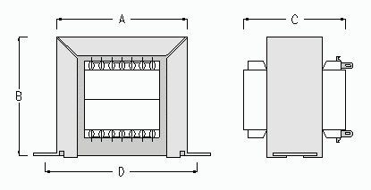 Transformers with U-Shaped Panel Fixing 1-100VA - Dimensions