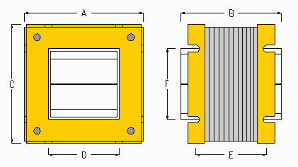 Transformer with Frame Fixing 20-550VA - Dimensions